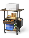 Carrito Organizador para Impresora con Tres Niveles, Cajon y Bolsillo Lateral