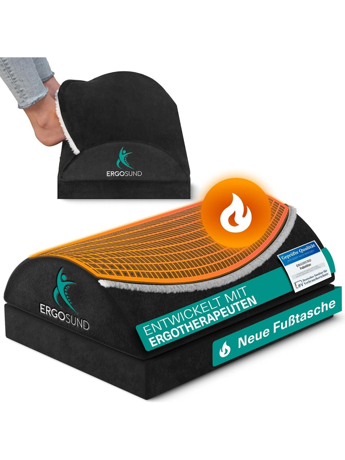 Reposapies Ergonomico Ajustable con Bolsa Lateral y Superficie Antideslizante