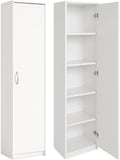 Armario Alto Multiusos con Puerta Unica y Cinco Compartimentos para Organizacion de Oficina y Hogar Blanco
