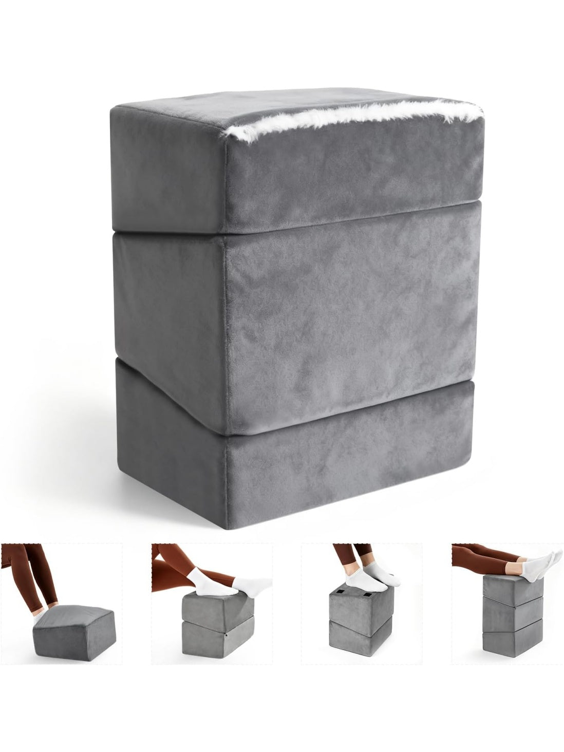 Reposapies ergonomico para oficina con tres alturas ajustables y funda lavable para mayor comodidad