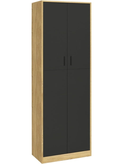 Armario Alto de Oficina con Dos Puertas Cuatro Estantes y Diseno Multifuncional Negro