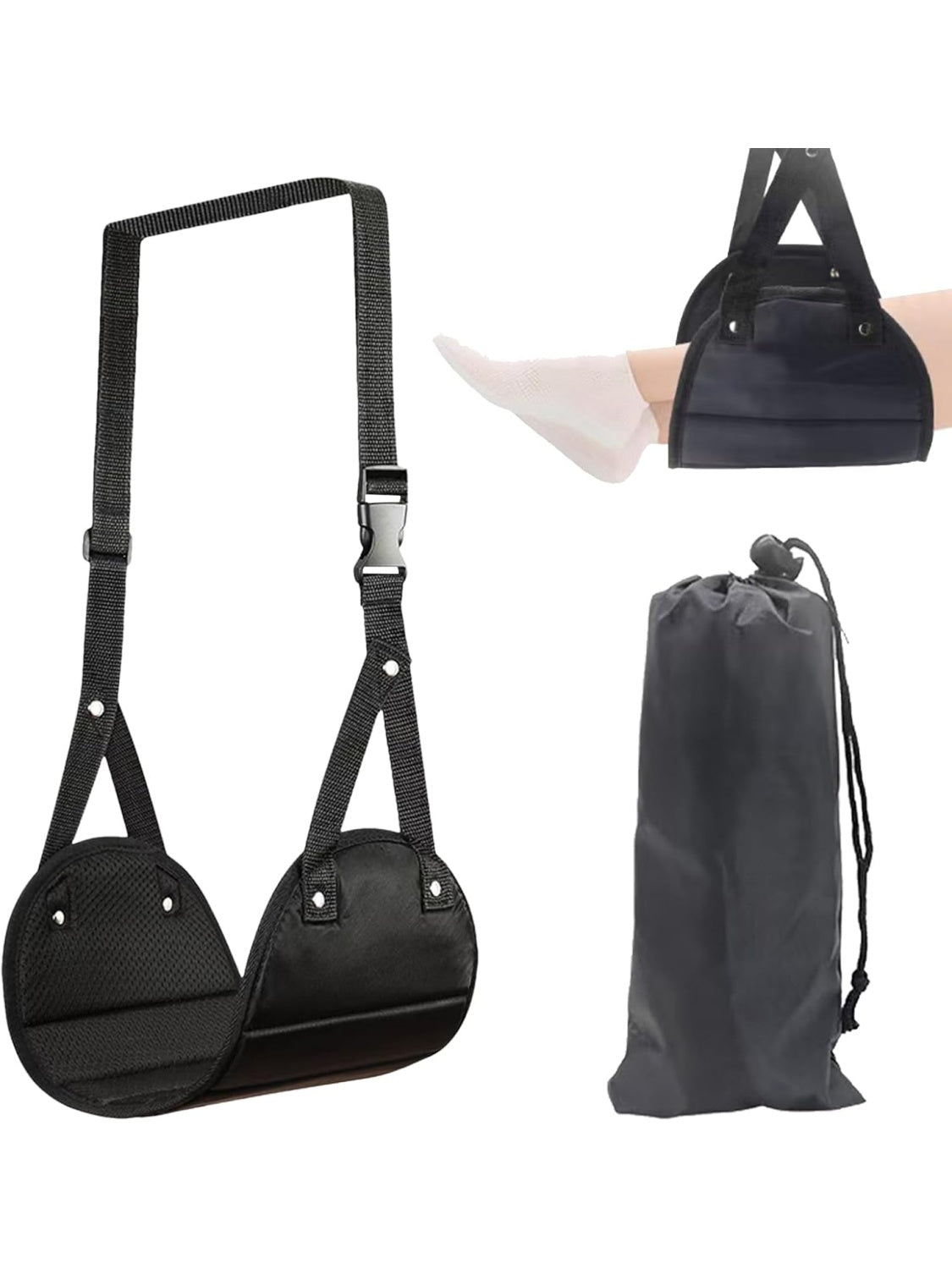 Reposapies tipo hamaca ajustable para avion coche y desplazamientos prolongados