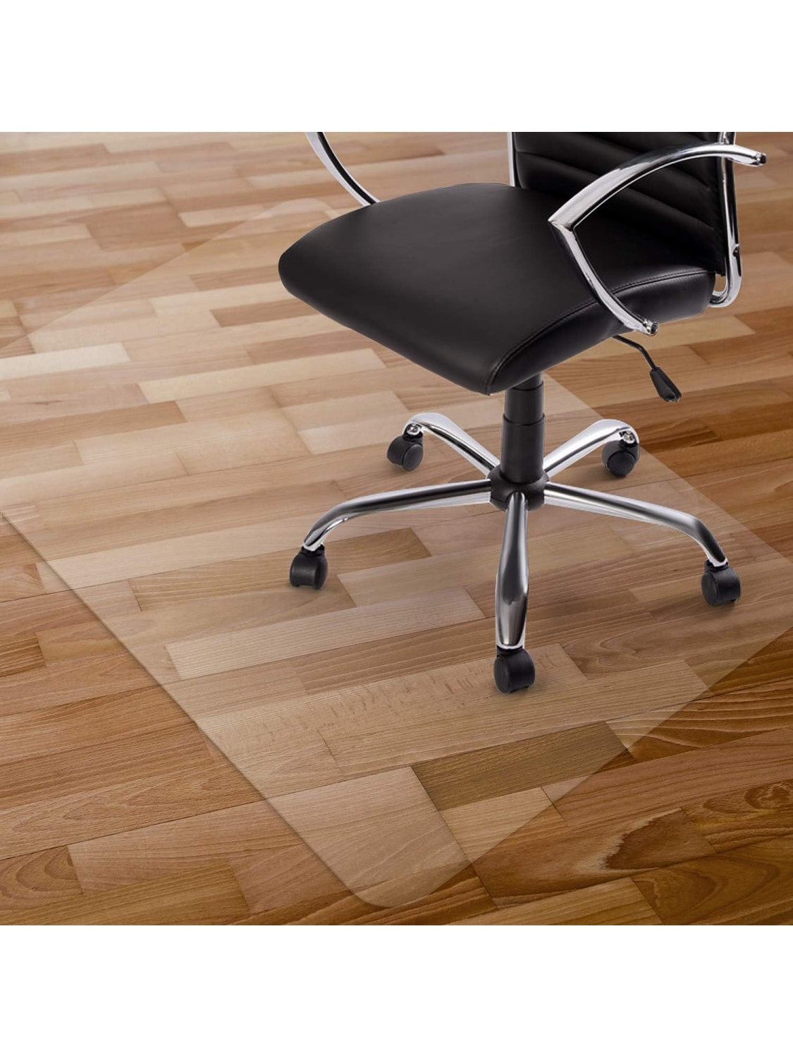 Alfombrilla protectora transparente para silla de oficina sobre suelo duro con diseno rectangular resistente