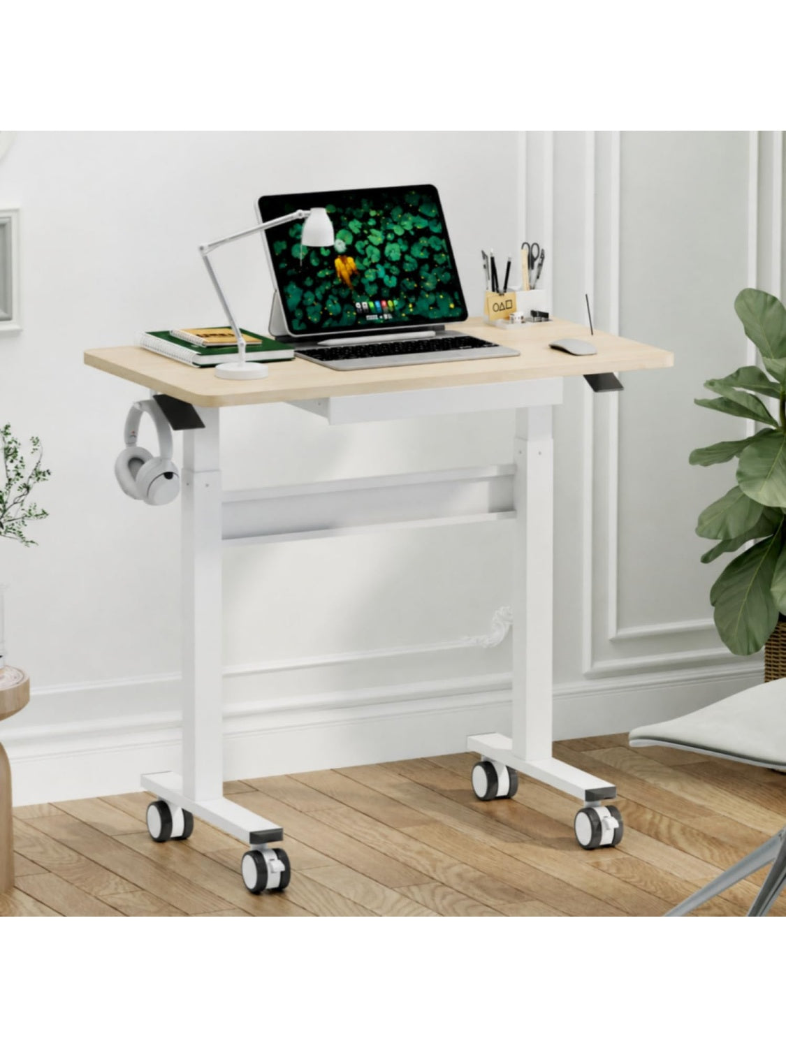 Mesa Regulable Neumatica con Ruedas para Portatil y Oficina Ergonomica