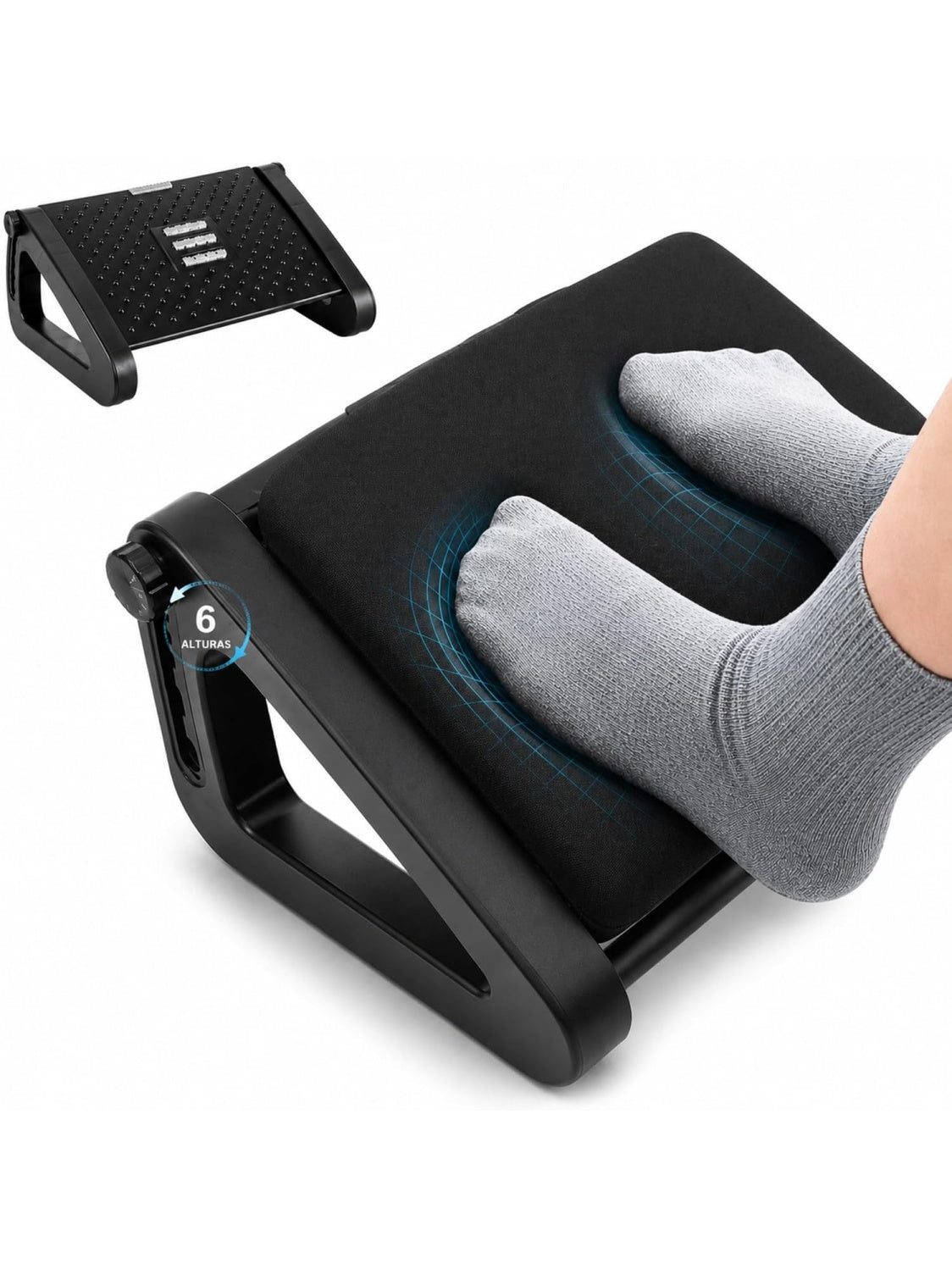Soporte Ergonomico para Pies con Almohadilla de Espuma Viscoelastica y Seis Niveles de Ajuste